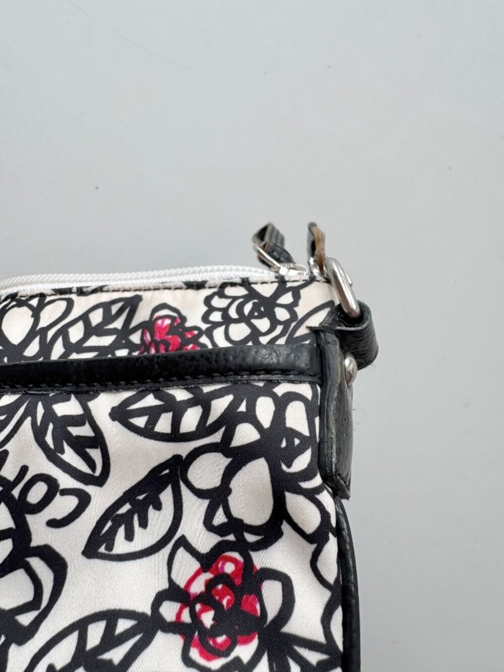 COACH White Black Floral Graffiti Nylon Leather Trim Crossbody Purse - Picture 5 of 16